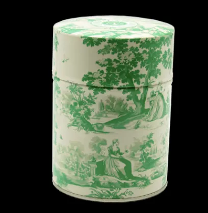 Autour Du Thé | Compagnie & Co Boite à thé illustrée Toile de Jouy Verte
