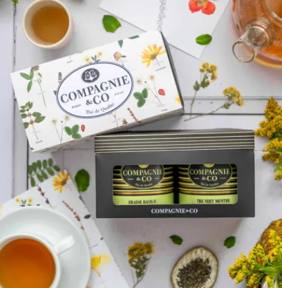 Coffrets De Thés | Thés Gourmands | Compagnie & Co Coffret Herbier Fraise Basilic & Thé Vert Menthe